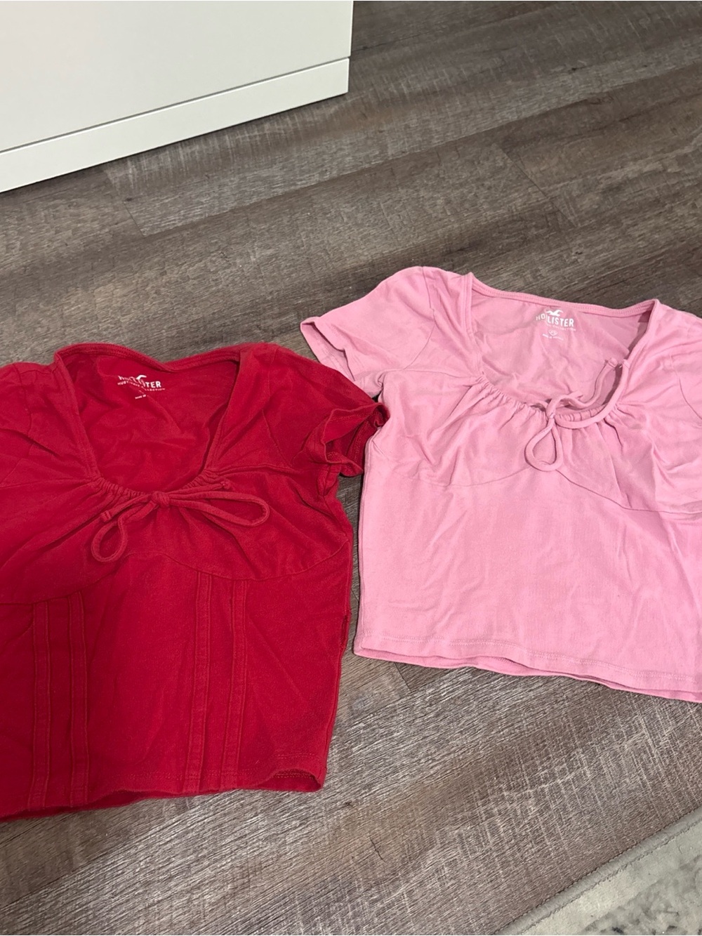Hollister Red Cropped Tee with Logo